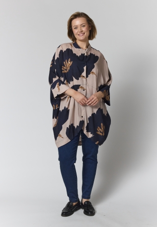 Gozzip blouse Silje wijd | G265094sand/blacM=46/48&nbsp;