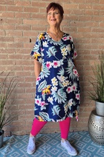 Bagoes jurk v-hals ceintuur bloem
