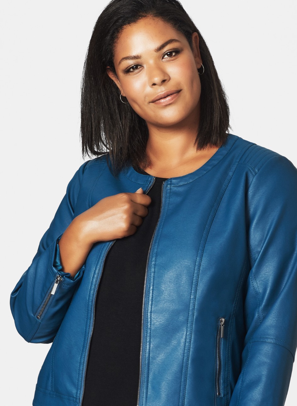 Grote maten Jasje Zizzi imitatie leer kort model | Z99467A Grote maten Jasje Zizzi imitatie leer kort model | Z99467A