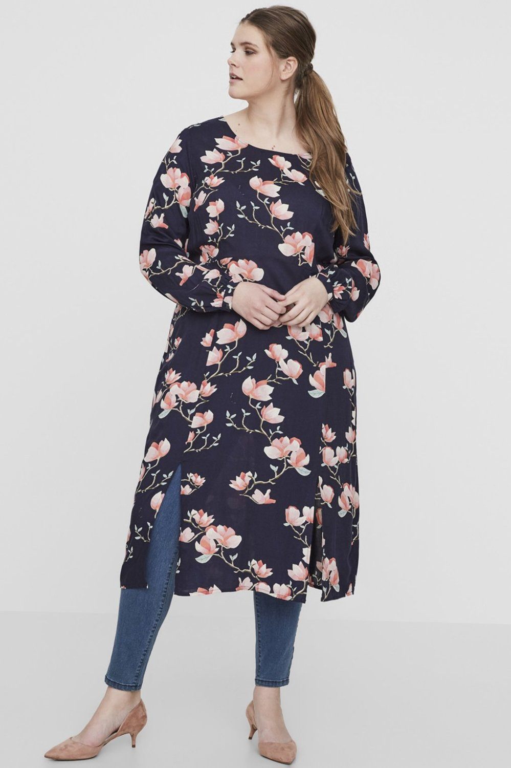 Junarose jurk Anine bloemprint navy blazer/aop