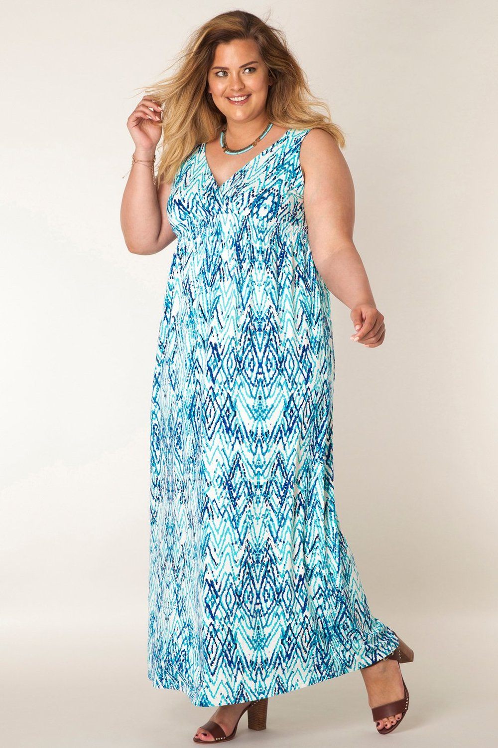 Jurk Maxi blauw print Yesta blue/multi-colour