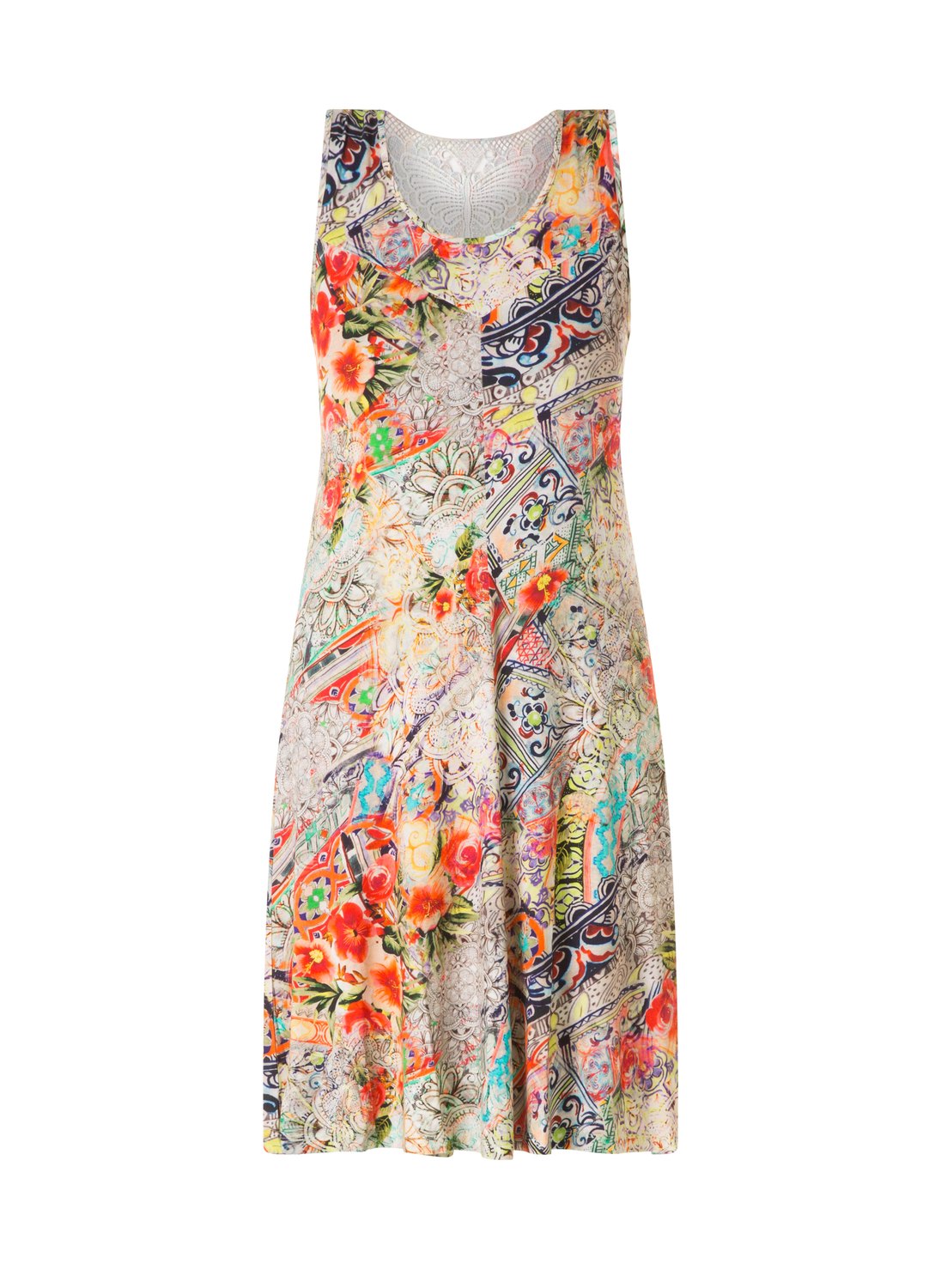 Yesta jurk print A-lijn lemongrass/multi-colour